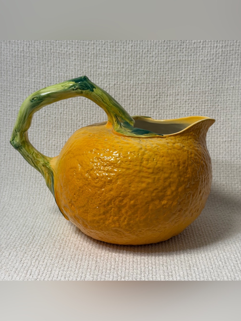 Orange pitcher, Made in Italy, Majolica, Hand painted Pottery  by: Pizzato
